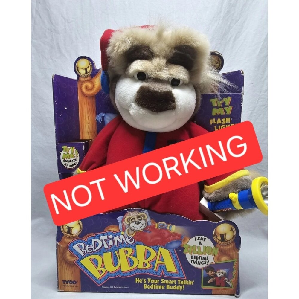 NOT WORKING Tyco Real Wisecrackin' Bedtime Bubba Bear Plush Doll - 1997